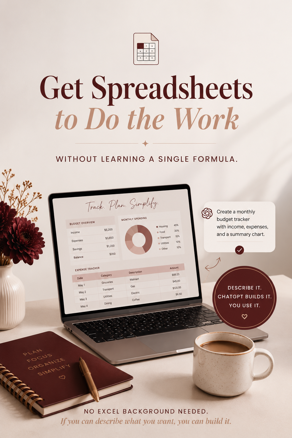 ChatGPT x Excel, No Formulas