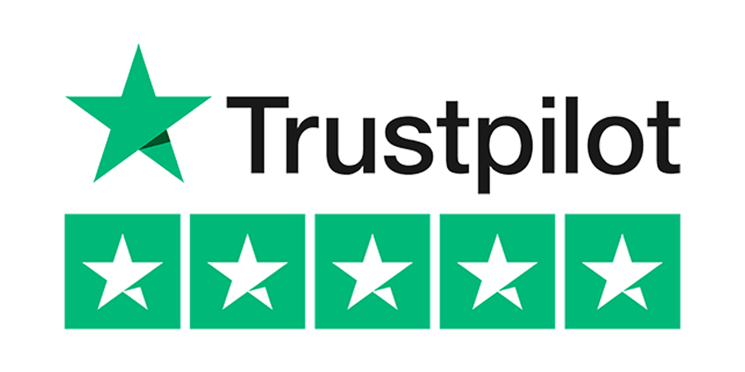Logo de Trustpilot avec une étoile verte à gauche et cinq étoiles blanches en dessous.