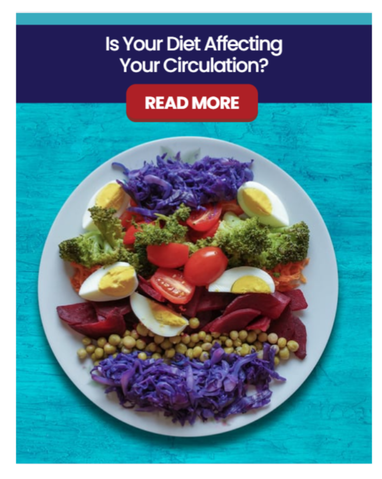 plate of colorful healthy foods representing diet choices that support circulation and vascular health