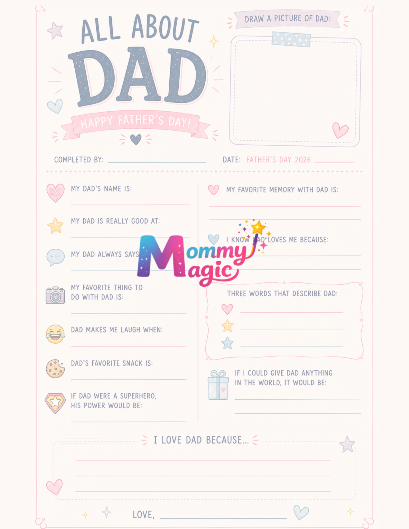 Mommy Magic: All About Dad Printable