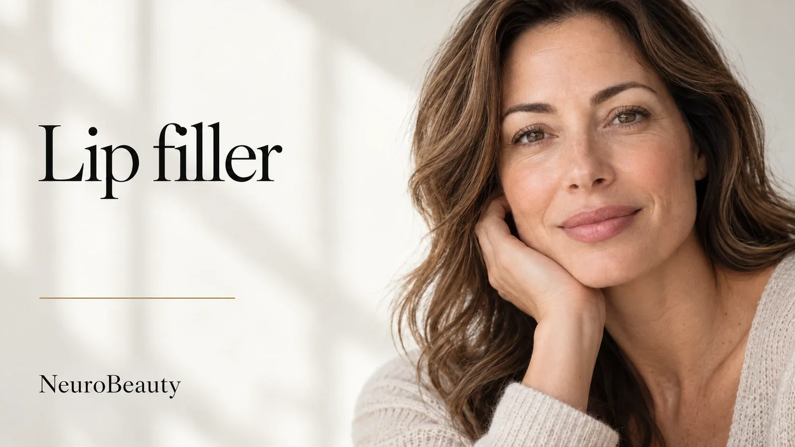 Illustrative portrait with the words Lip filler and NeuroBeauty; not a patient treatment result.