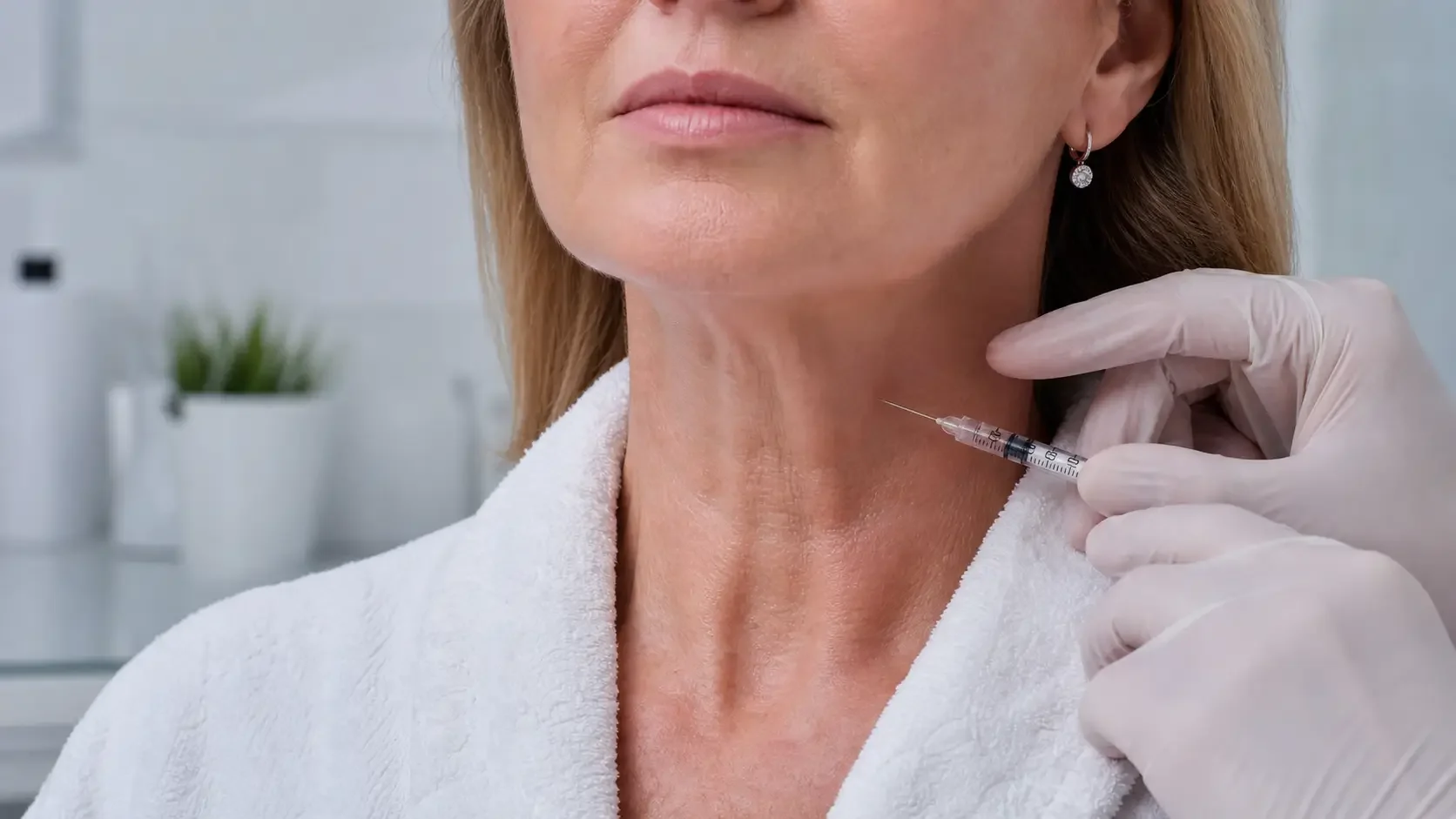 Physician-performed Nefertiti lift Botox for neck bands at NeuroBeauty Clinic in Walnut Creek