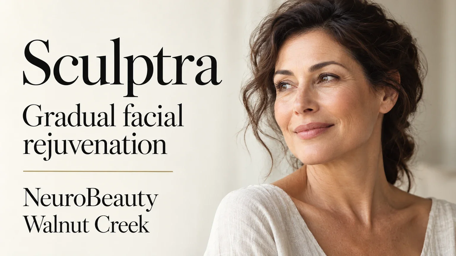 Illustrative portrait of a woman in midlife with natural skin texture.