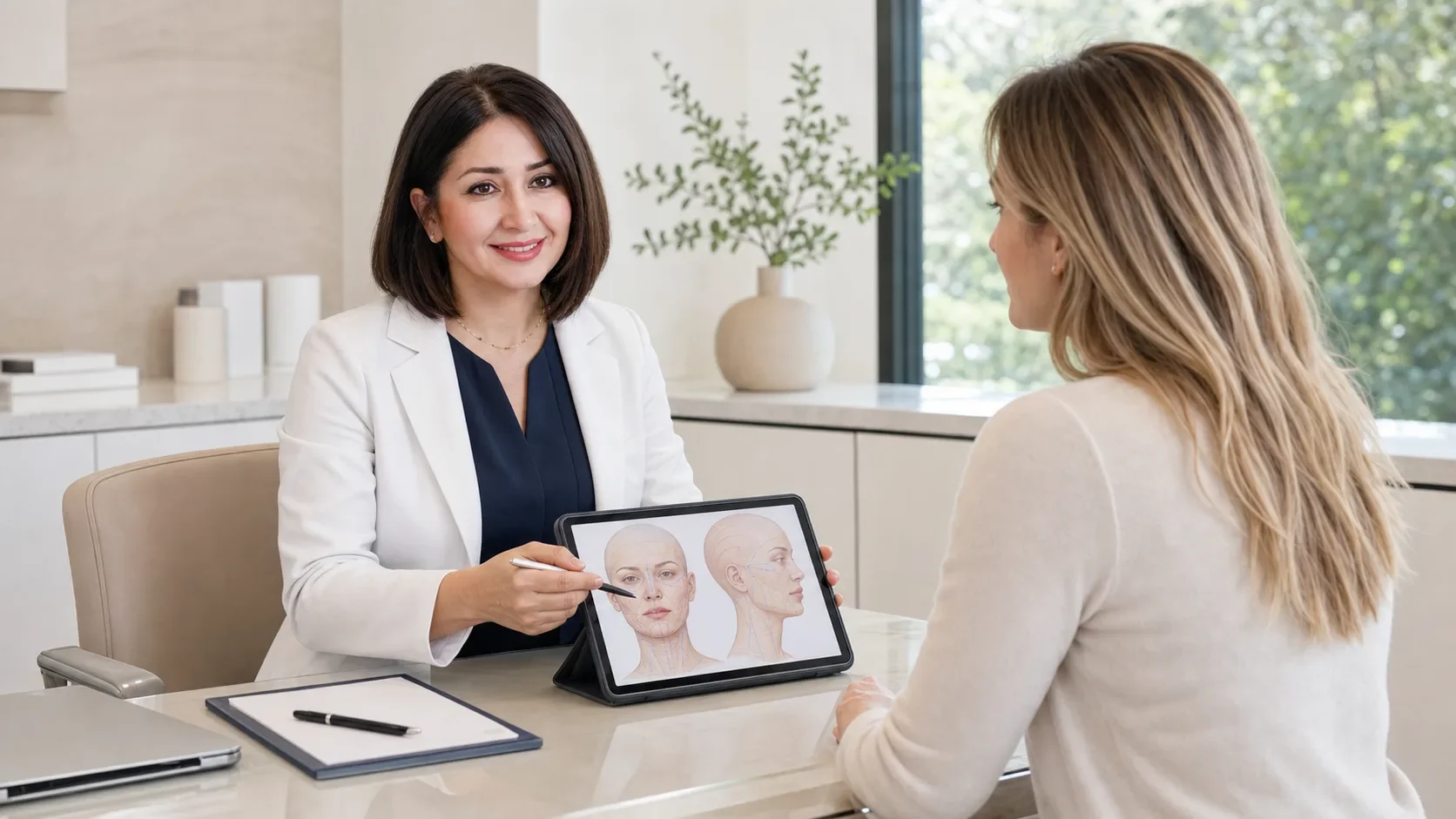 Dr. Sodeifi planning a botox injection at NeuroBeauty in Walnut Creek