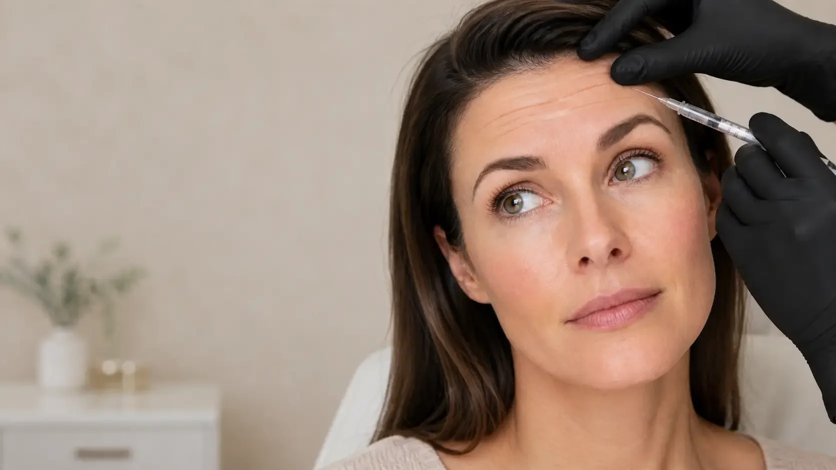 Physician-performed Botox treatment area for forehead lines at NeuroBeauty Clinic in Walnut Creek