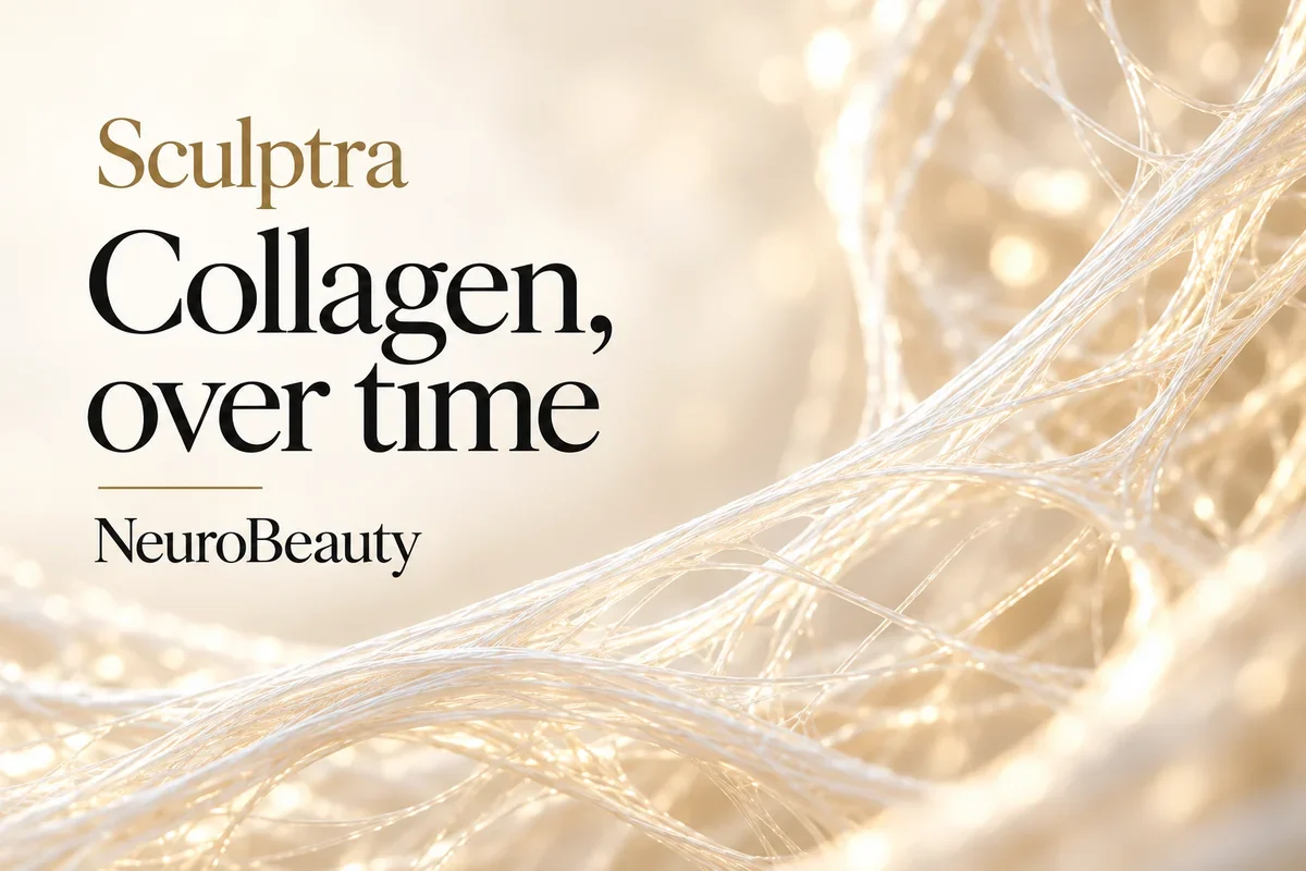 Sculptra: Collagen, over time. NeuroBeauty. Conceptual collagen-inspired fibers