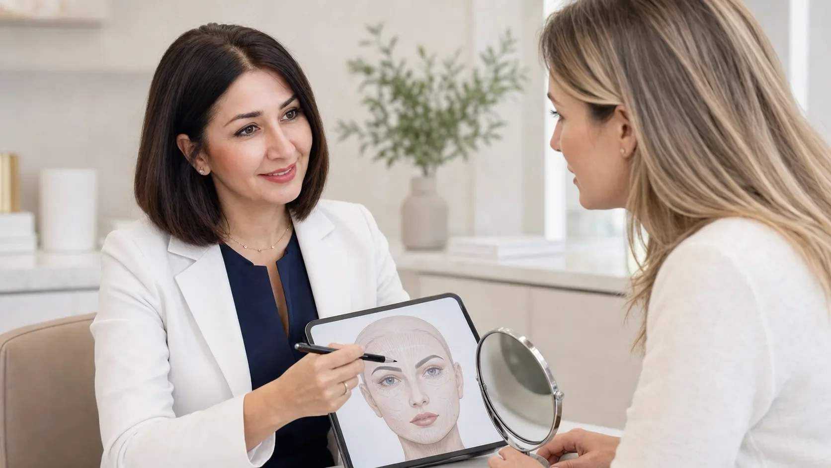 Dr. Sodeifi explaining facial anatomy movement at NeuroBeauty in Walnut Creek