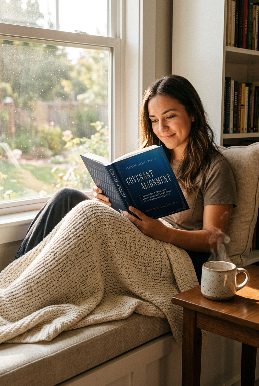 Reader exploring Covenant Alignment — faith and artificial intelligence intersect