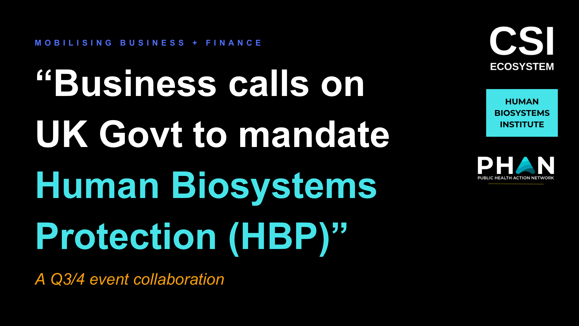 Business calls to mandate HBP framework title