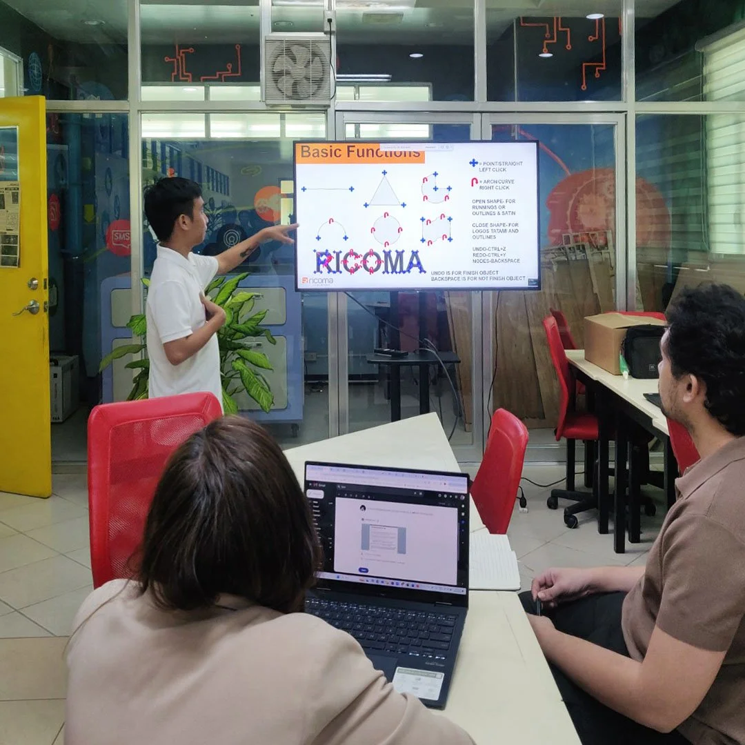 Technical training session on industrial embroidery machine operation conducted by Bleuciel Automations Inc. in the Philippines