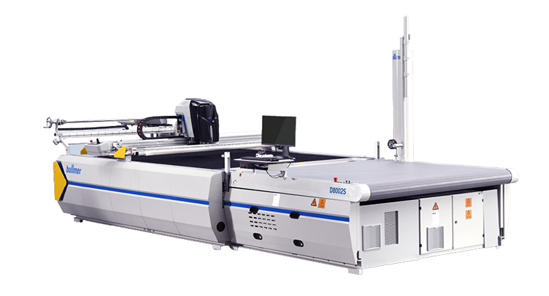 Large industrial laser cutting machine with a computer monitor attached, designed for cutting various materials.
