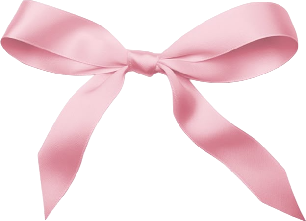 Pink satin ribbon tied in a bow.