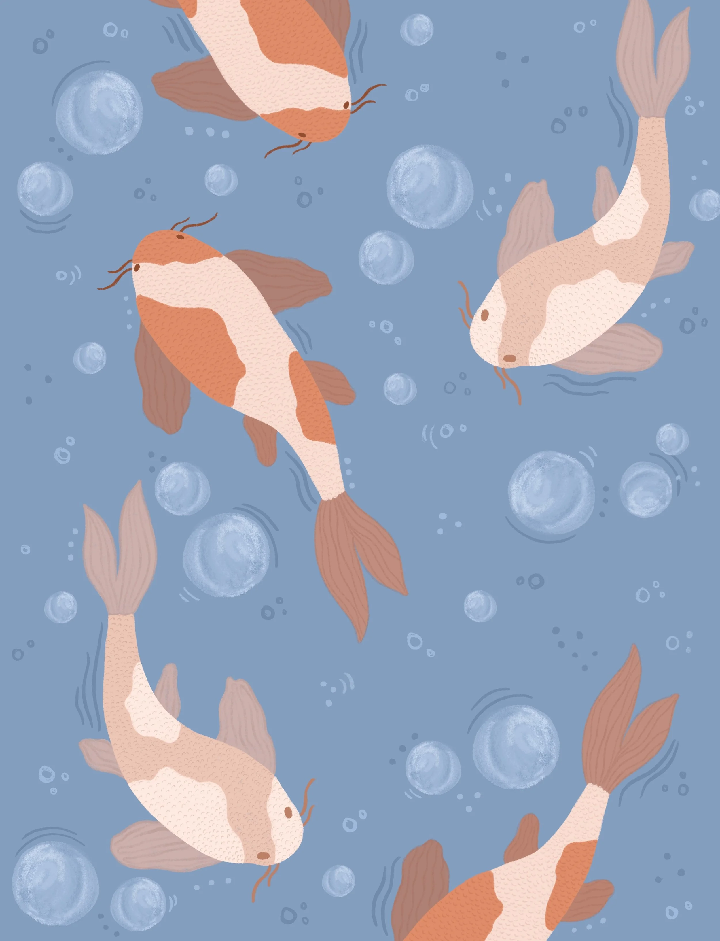Cozy Koi Digital Illustration