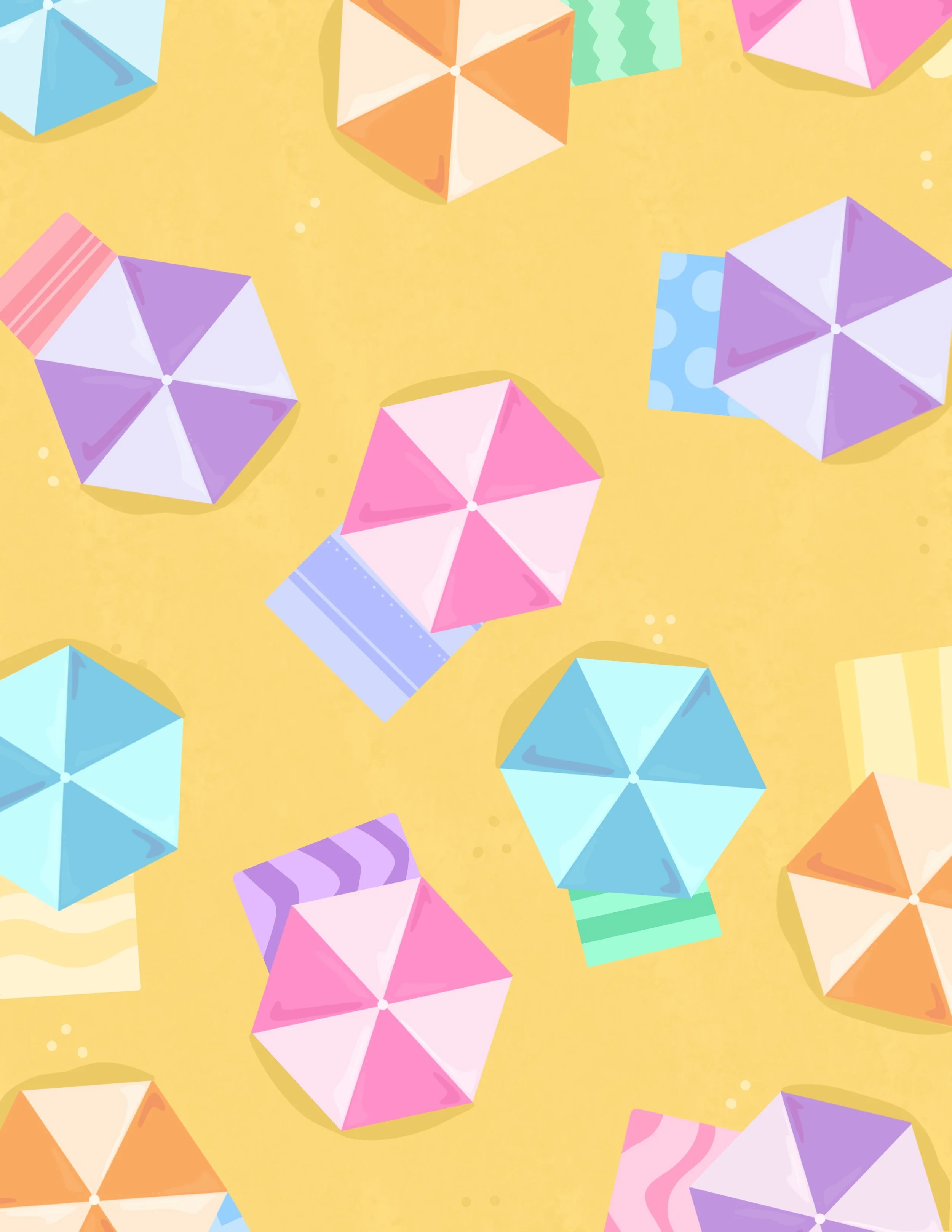 Under Beach Umbrellas Digital Illustration 