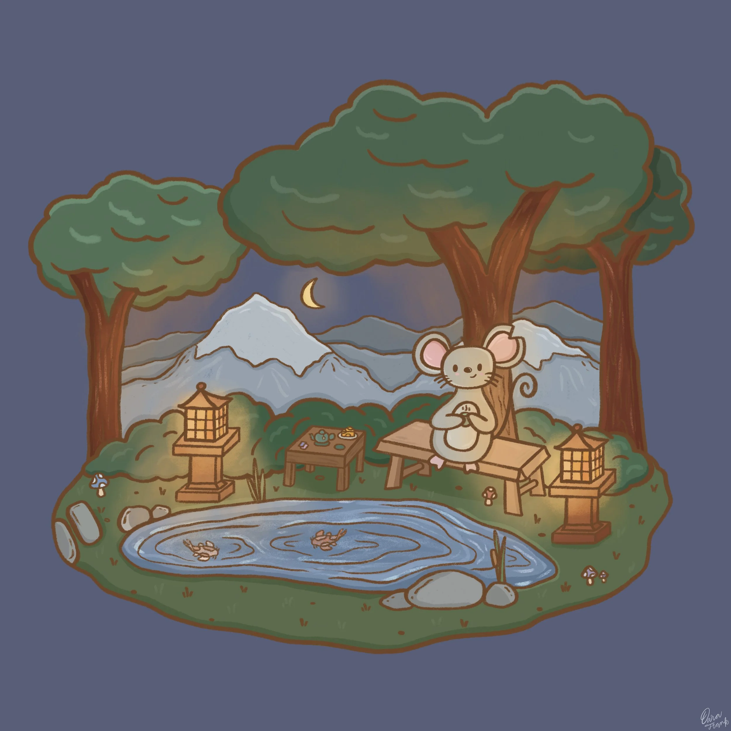 Mountaintop Matcha Mouse Digital Illustration