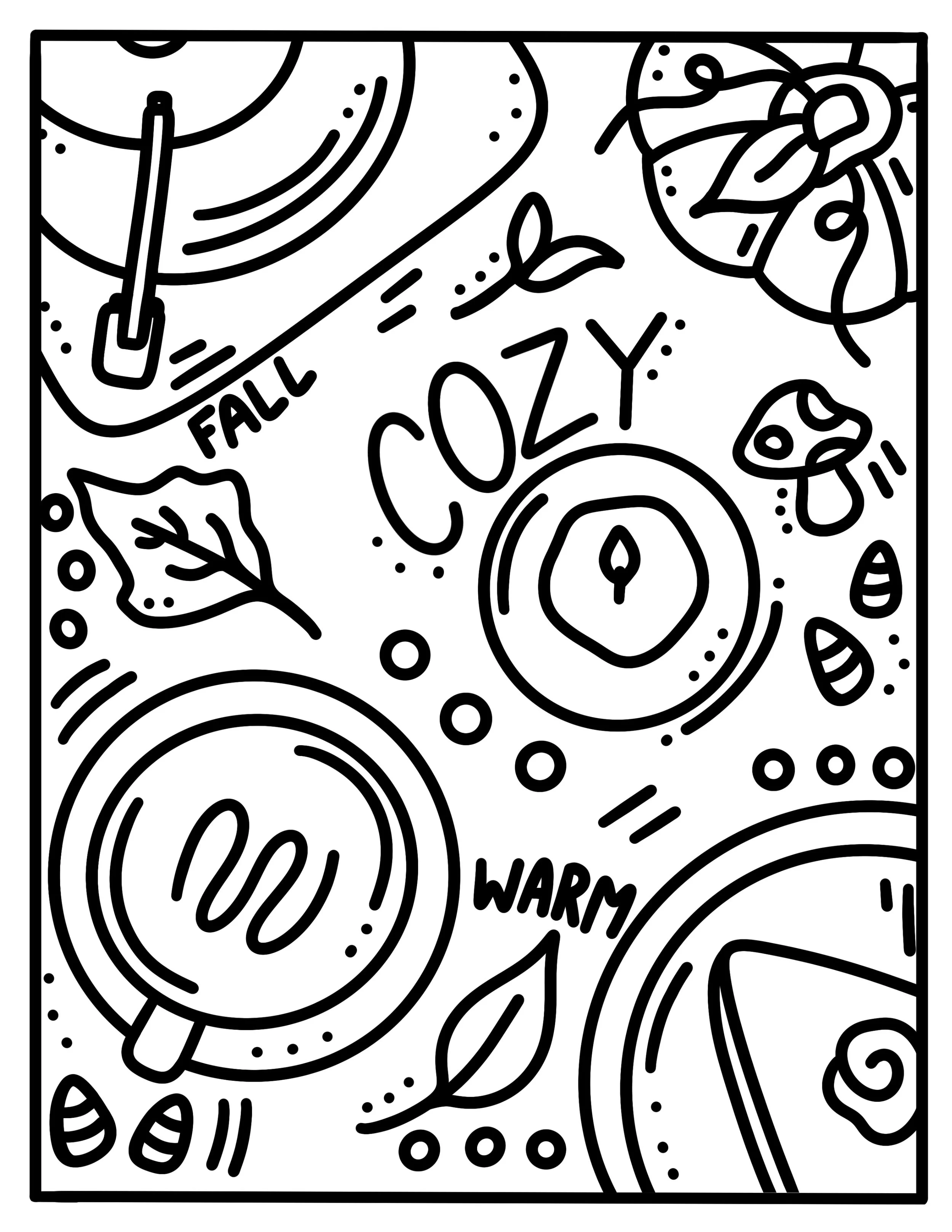 Stay Cozy Digital Line Art Illustration (coloring page)