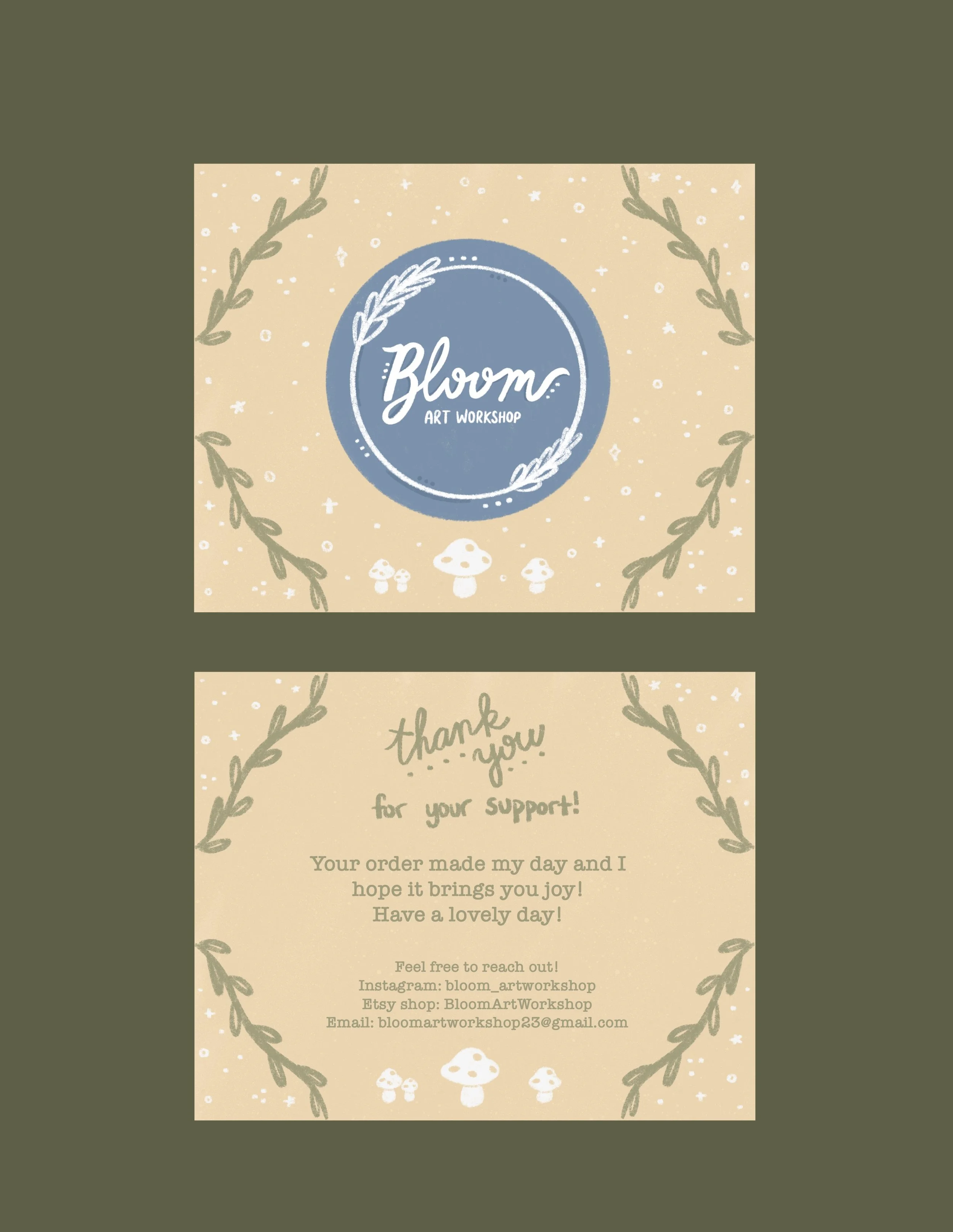 Bloom Art Workshop Small Business Thank You Cards