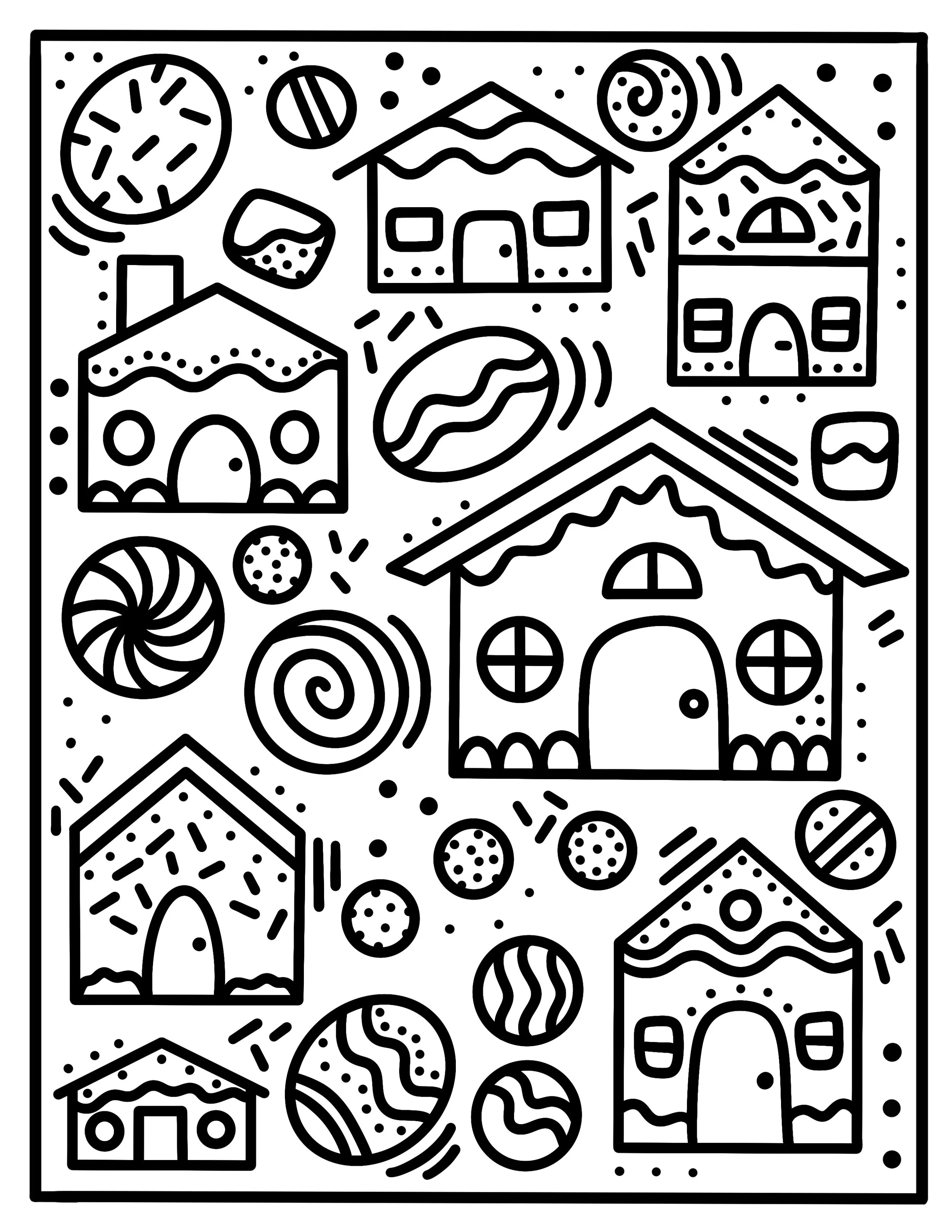 Gingerbread Lane Digital Illustration (coloring page)