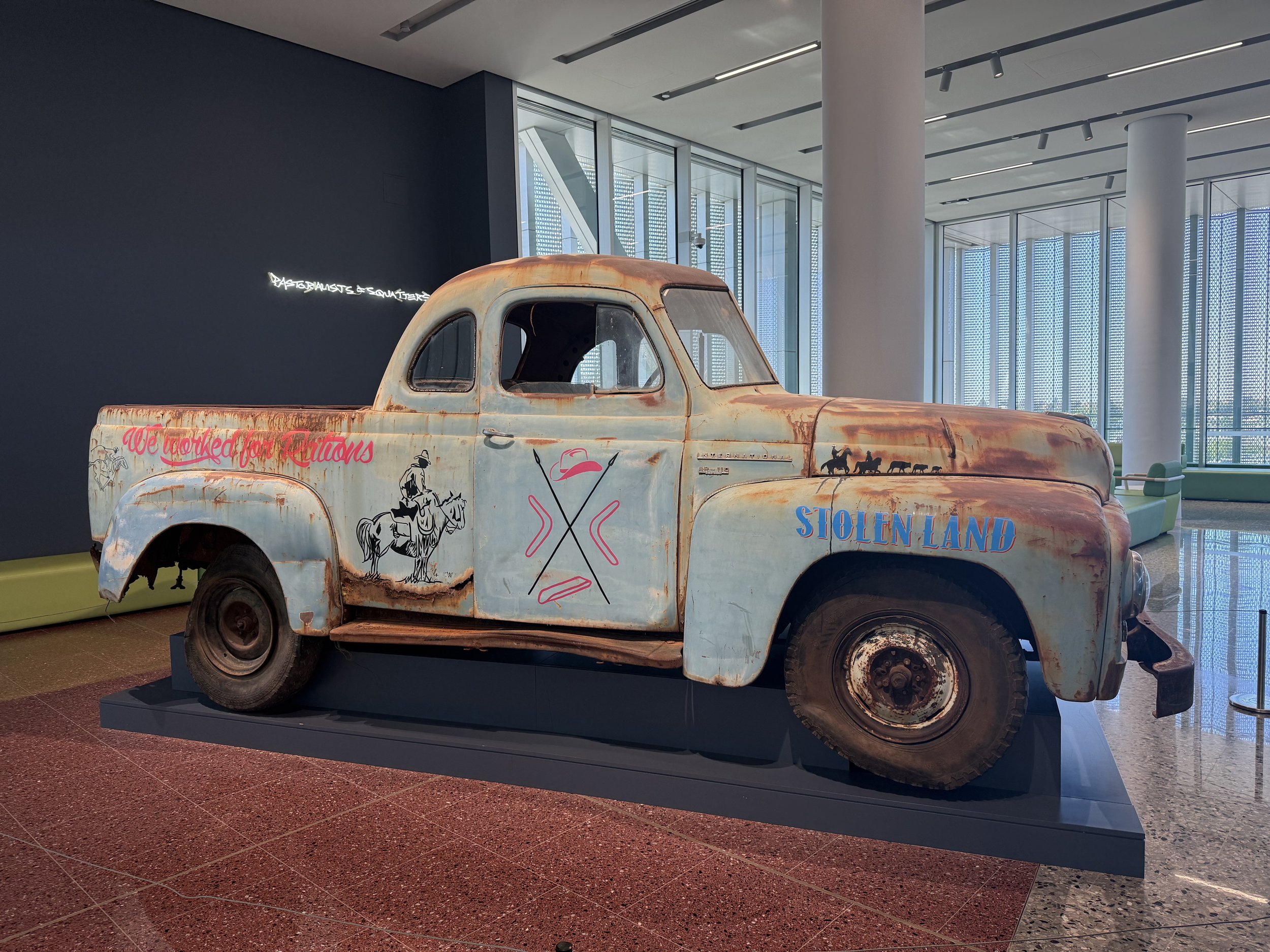 We worked for rations, graphics and Stolen Land, by Reko Rennie