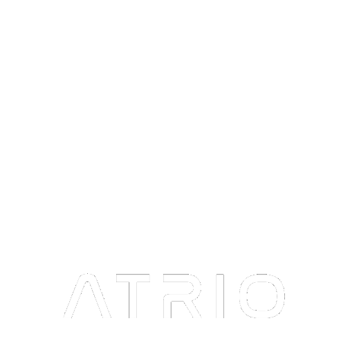 Logotipo con la palabra 'ATRIO' en letras blancas sobre fondo negro.