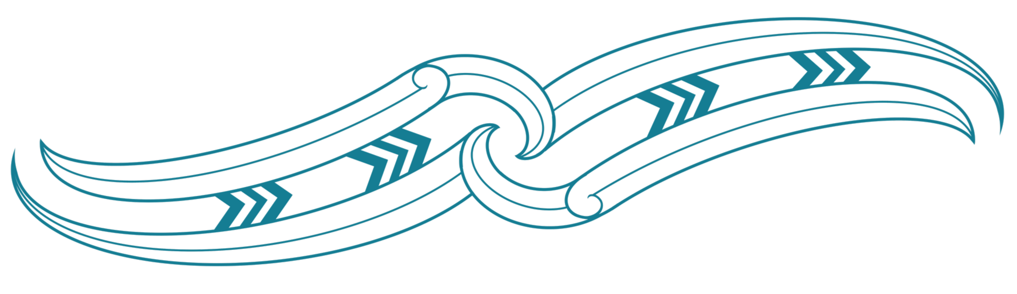 Blue abstract flowing lines with arrows on a black background