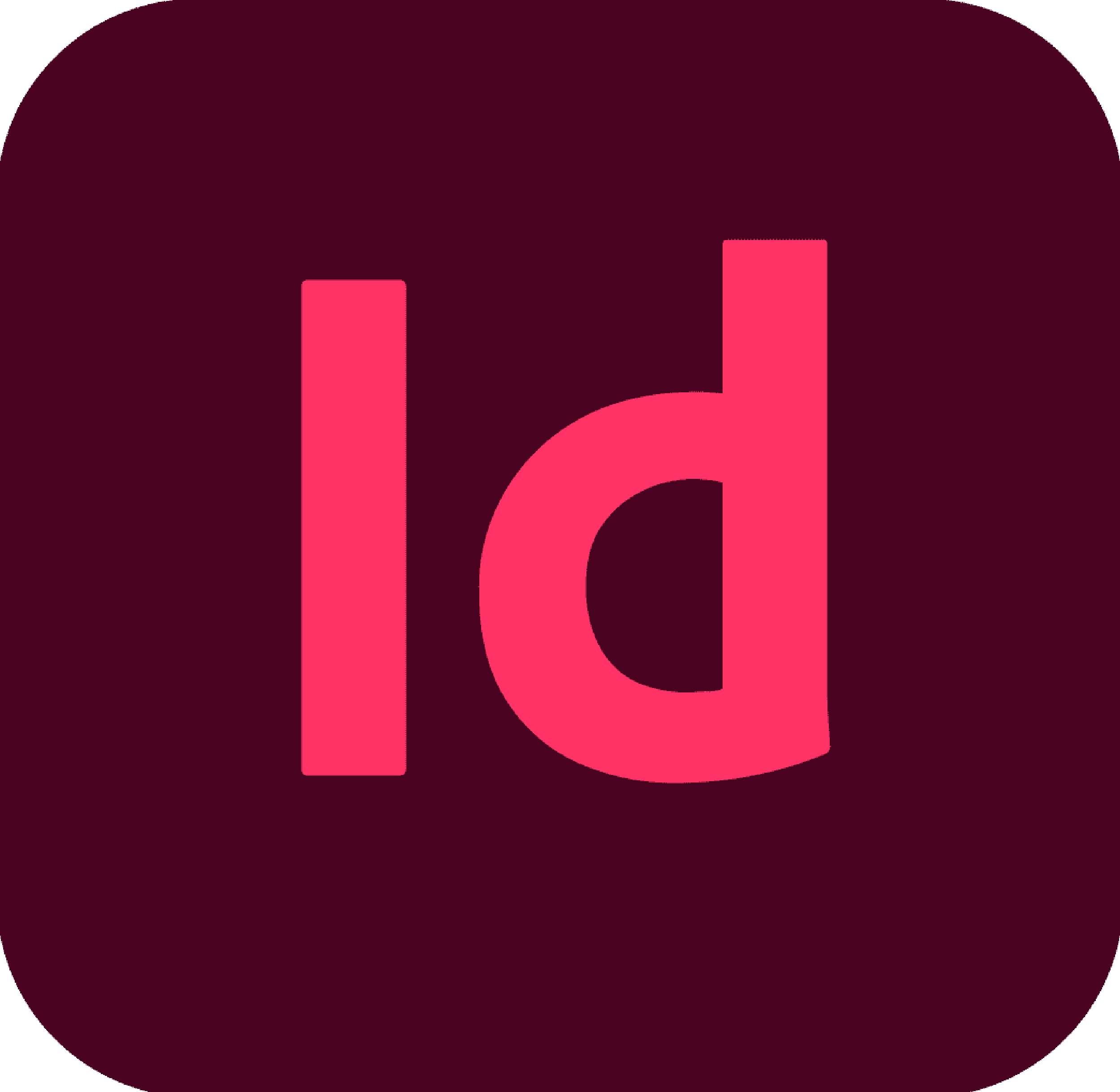Pink lowercase letter d on a dark gradient background.