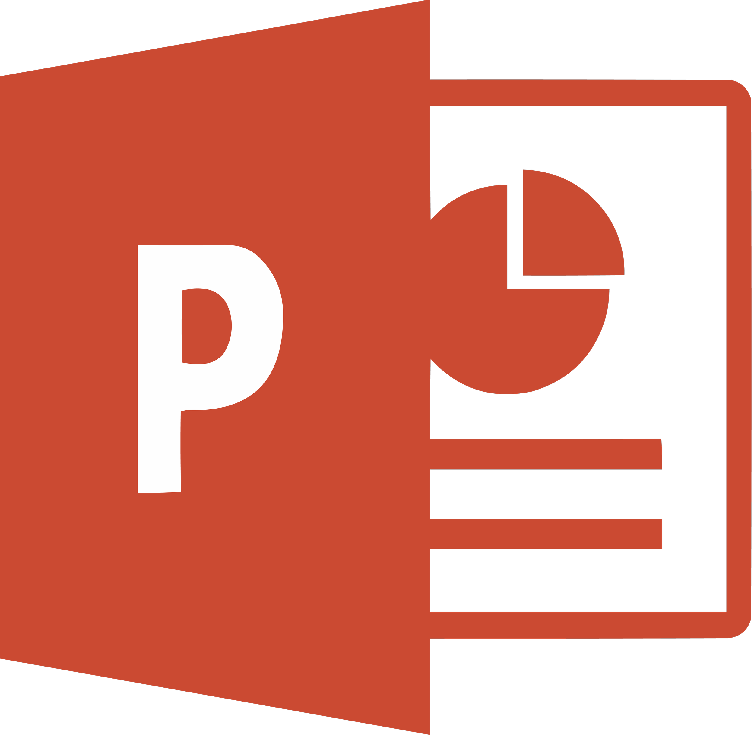 PowerPoint icon with stylized letter P and pie chart, rectangle, and bar chart elements.