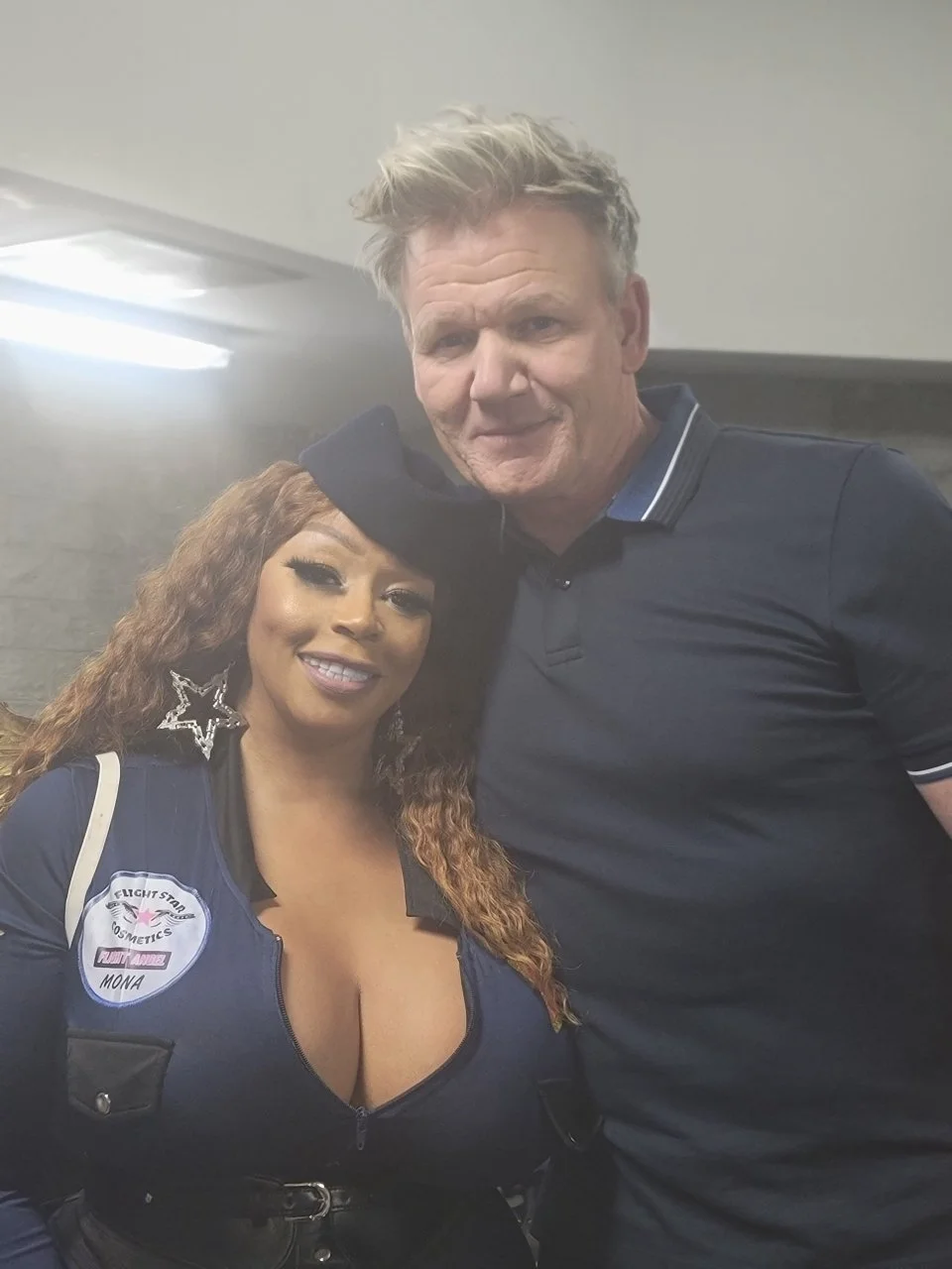 "Mona Monreaux with Gordon Ramsay on set of Idiot Sandwich. WGA creator of CRASHPAD and host of Dressup and Cook"