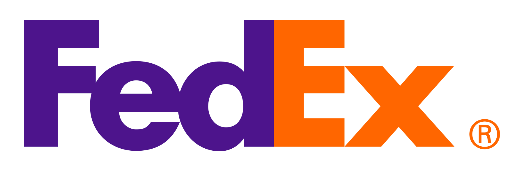FedEx logo with purple and orange colors