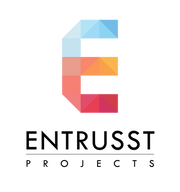 Letter E logo composed of colorful block segments with the text 'ENTRUSST PROJECTS' underneath.