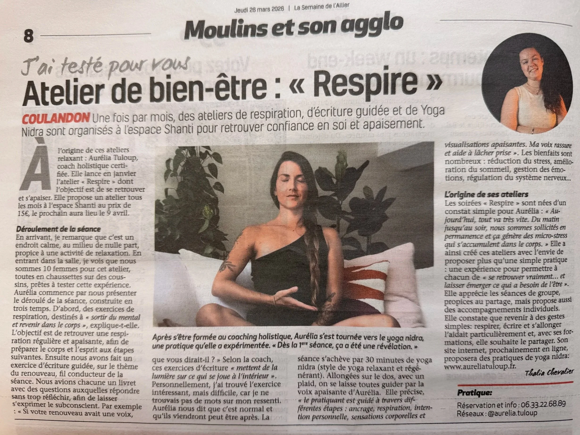 Les soirées RESPIRE, proposées à Coulandon, sont des expériences de bien-être qui allient Yoga Nidra, Breathwork (respiration consciente) et pratiques douces pour apaiser le corps et le mental.