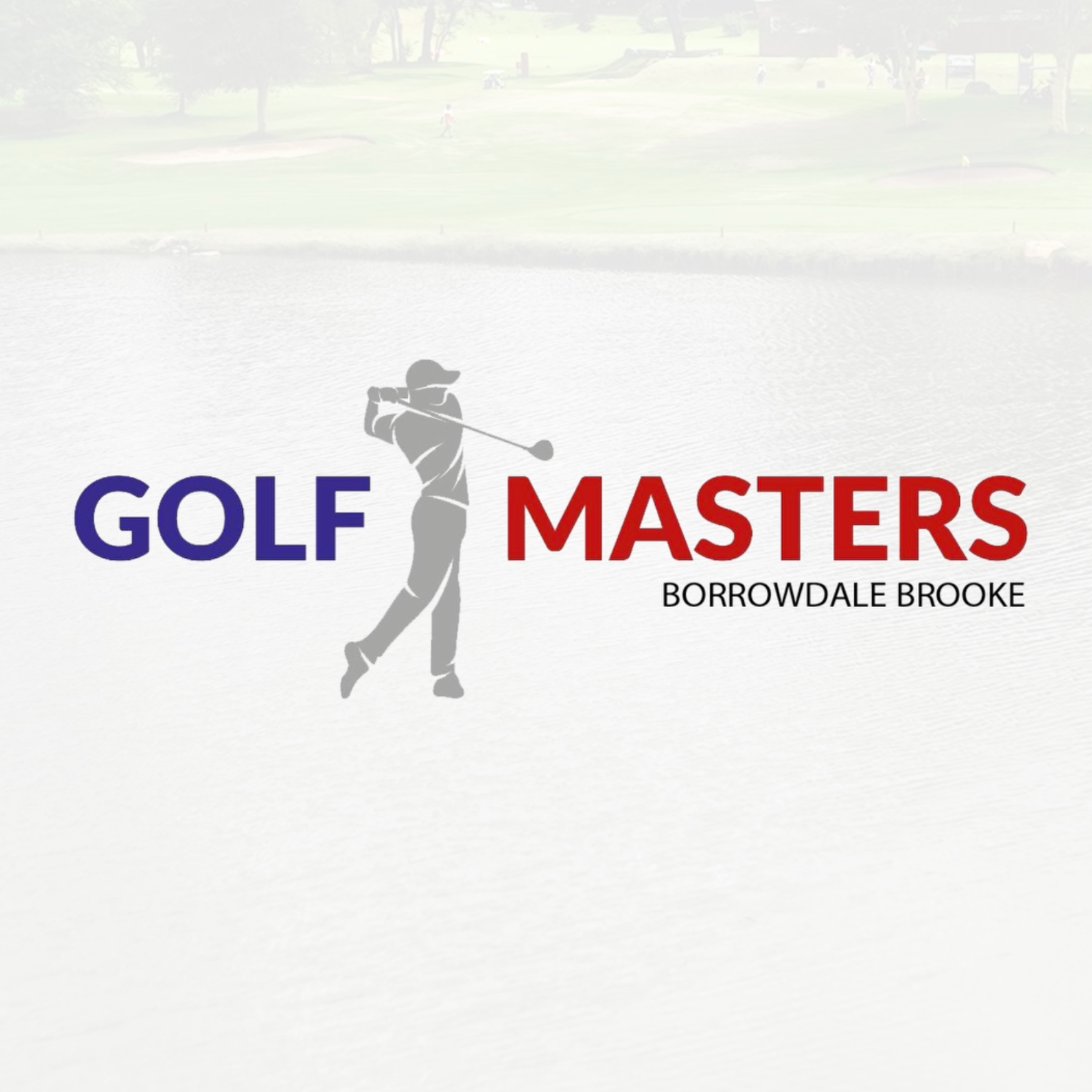 Logo for Golf Masters with a silhouette of a golfer swinging a club, with the text 'GOLF MASTERS' and 'BORROWDALE BROOKE' underneath.