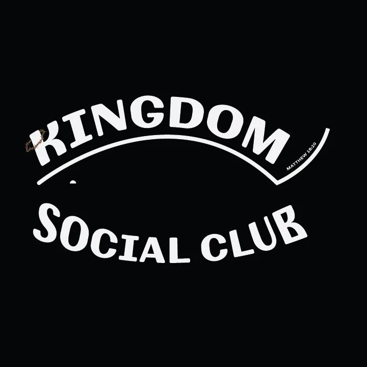 Logo for Kingdom Social Club with text and a small biblical reference