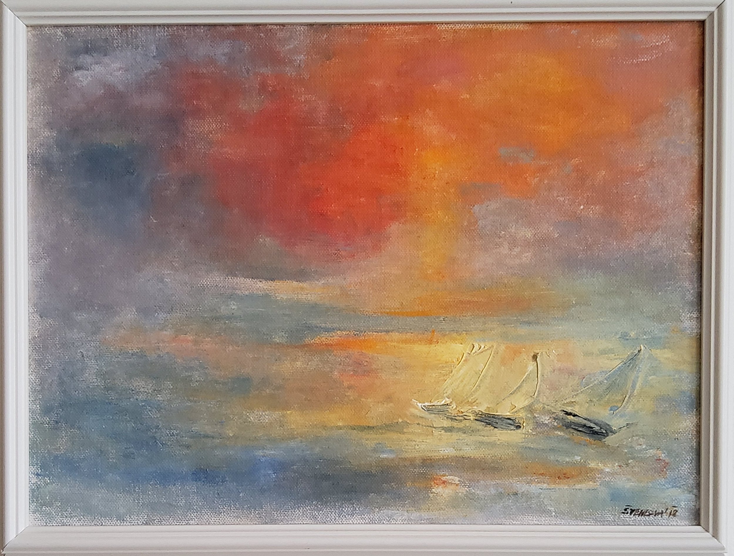 Západ slunce na moři (olej, 30x40 cm, v bílém rámu)
6.500 Kč