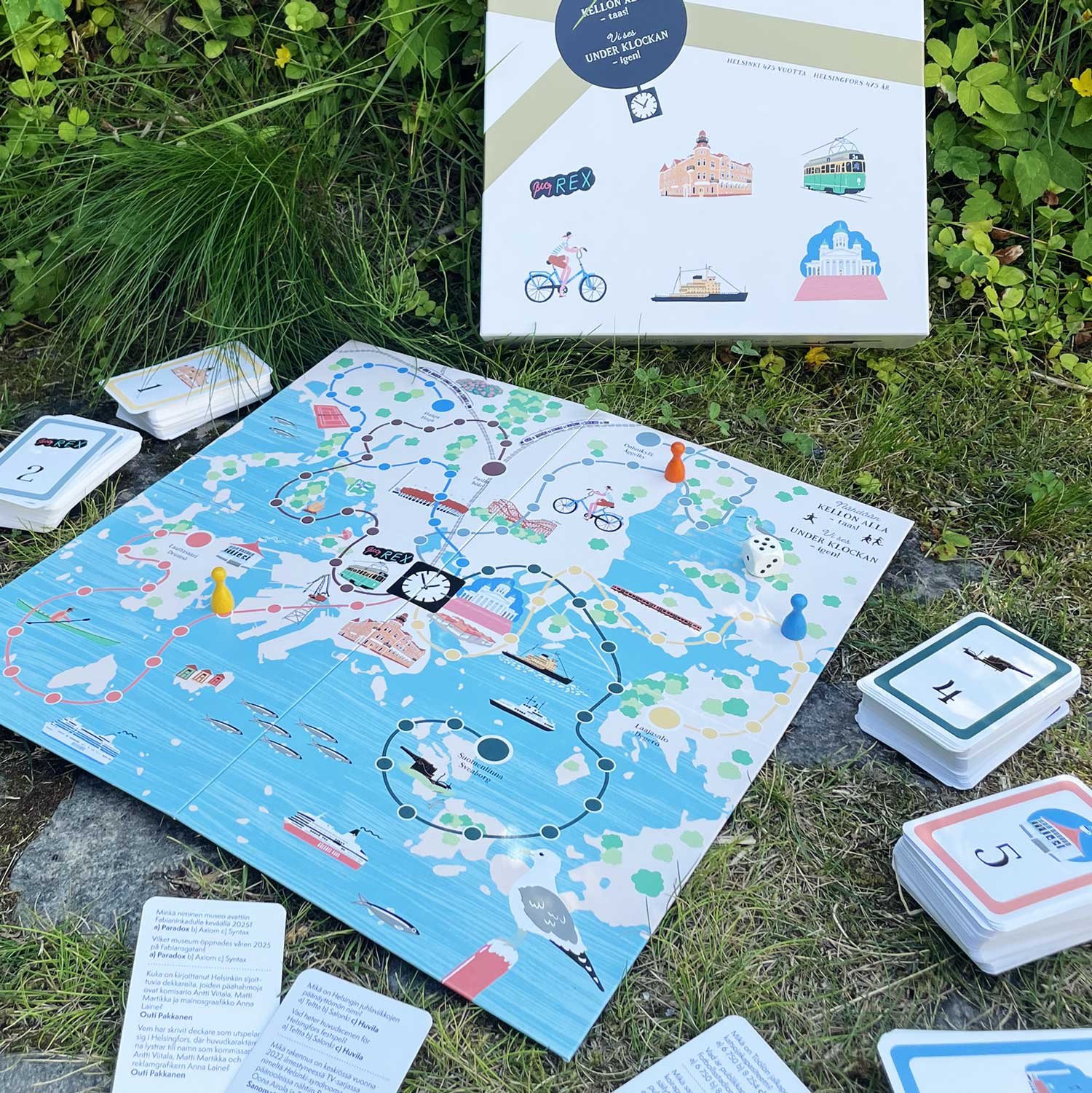 Lautapeligrafiikka Helsinki-peliin: Nähdään Kellon alla – taas! Pepitum 2025.