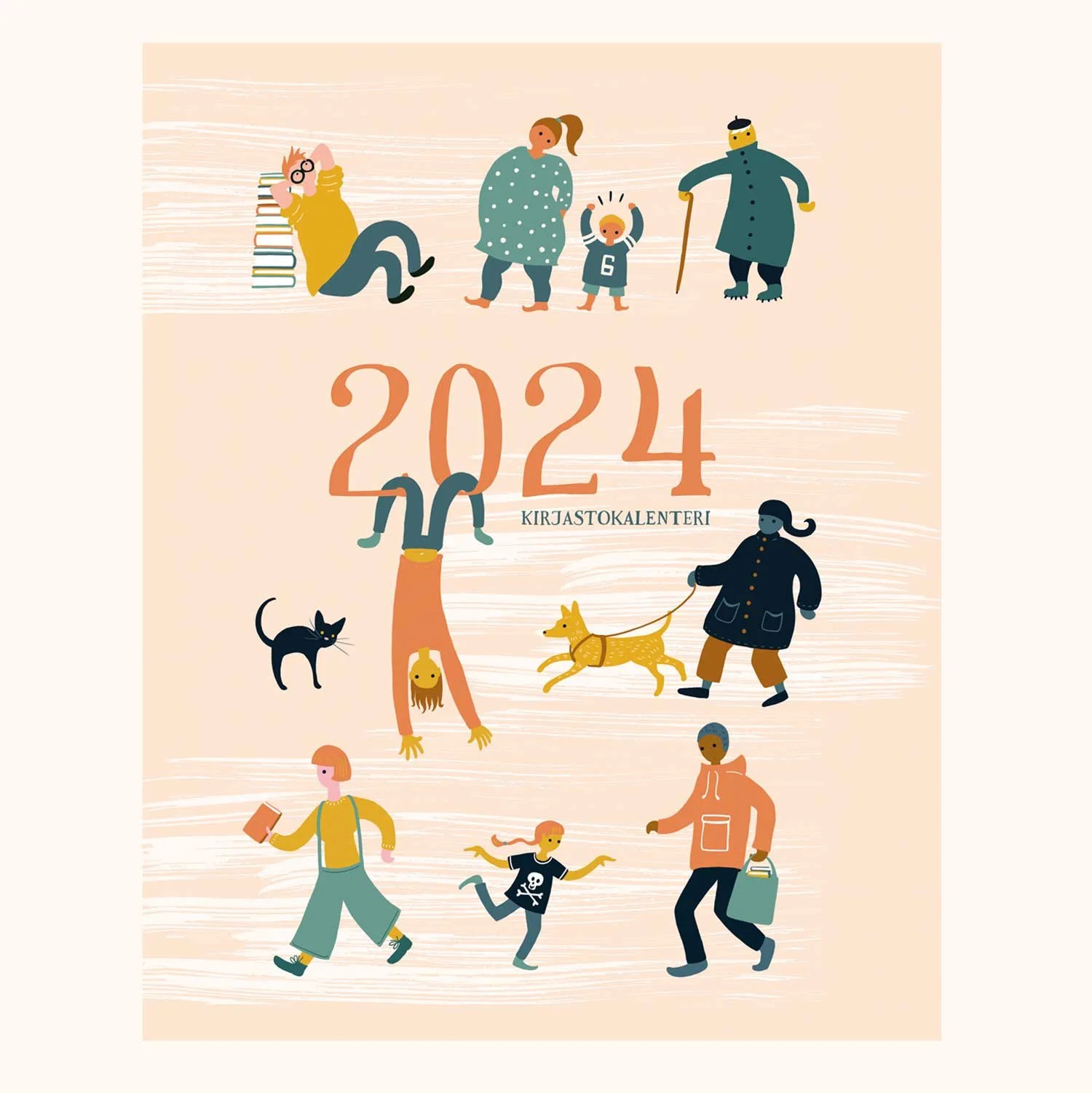 Kansikuvitus Kirjastokalenteri 2024 -⁠kanteen. Avain 2023.
