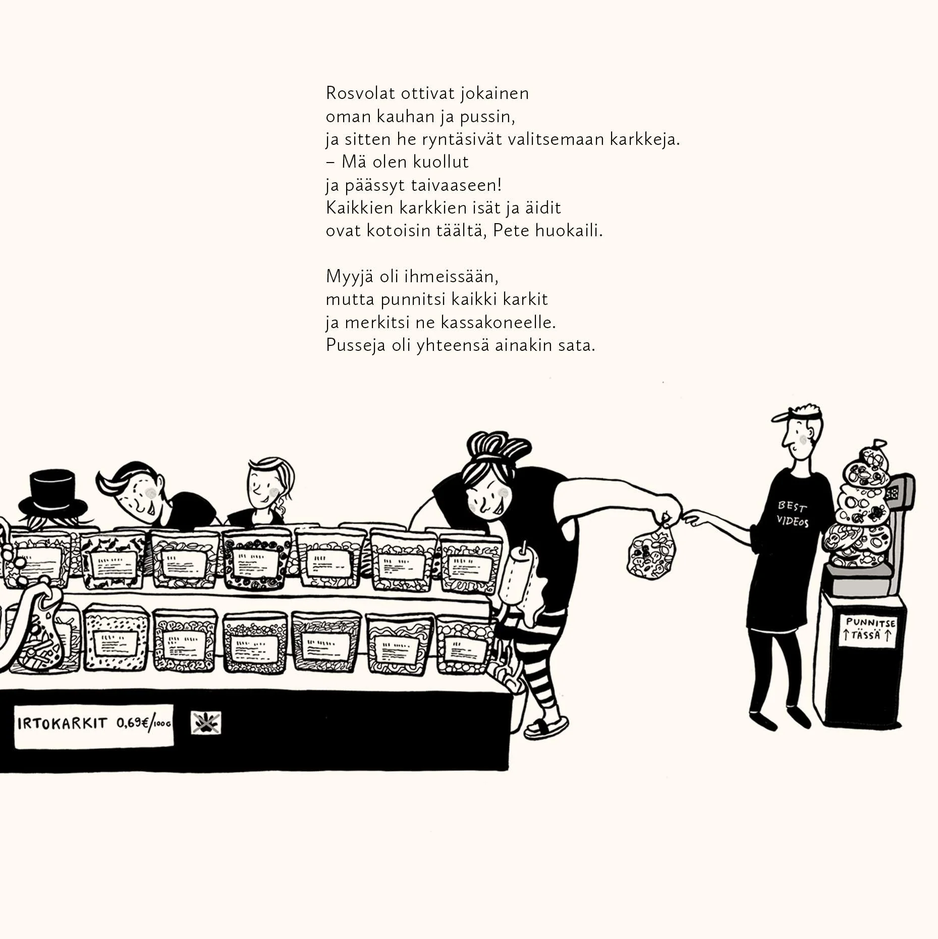 Selkokuvitus Me Rosvolat -selkokirjaan. Avain 2021.