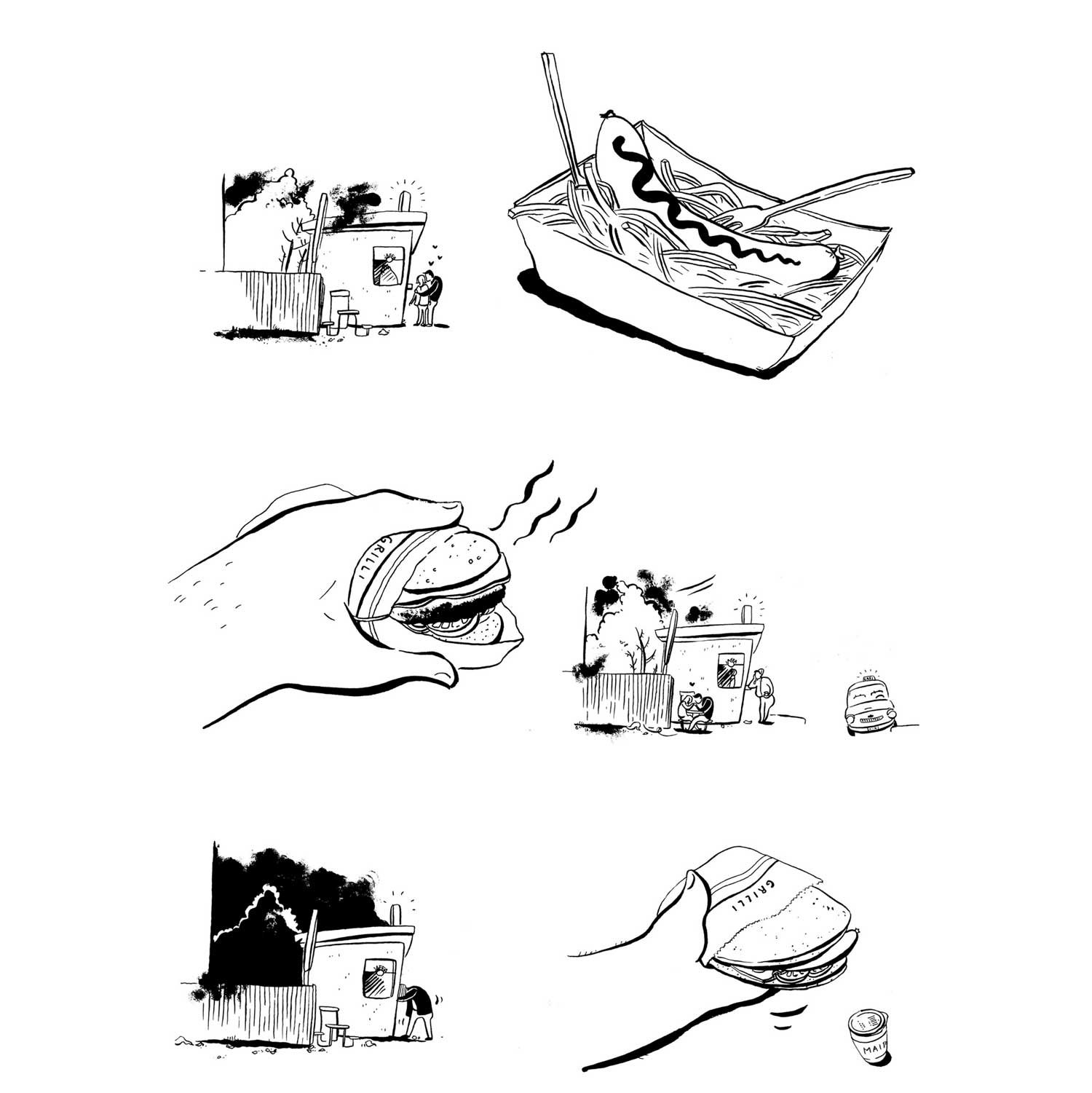 Näytesivu sarjakuvasta Hukassa kirjassa Aleksis Kiven päivä. Asema kustannus 2006.