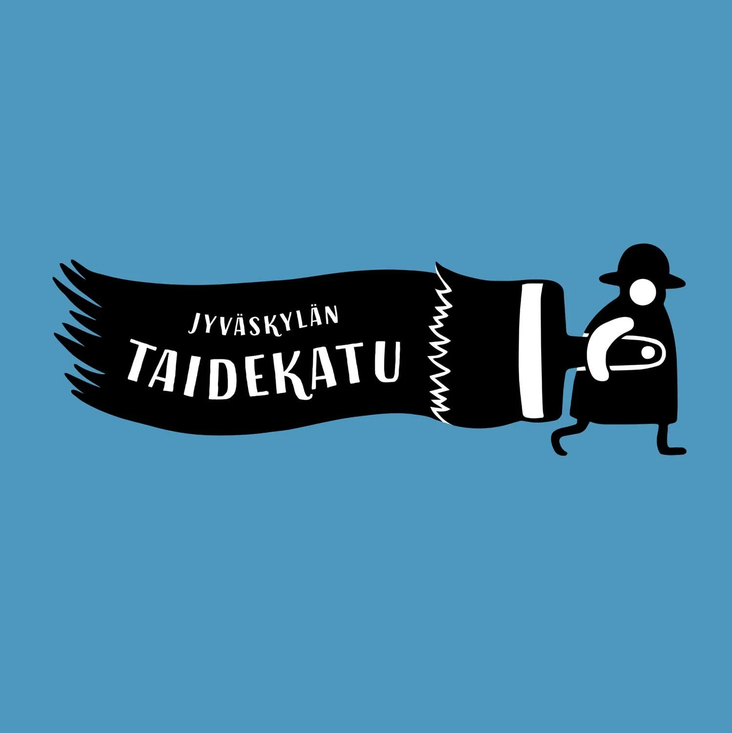 Käsin piirretty logo Jyväskylän Taidekatu -hankkeeseen. Kudos-projekti 2024.
