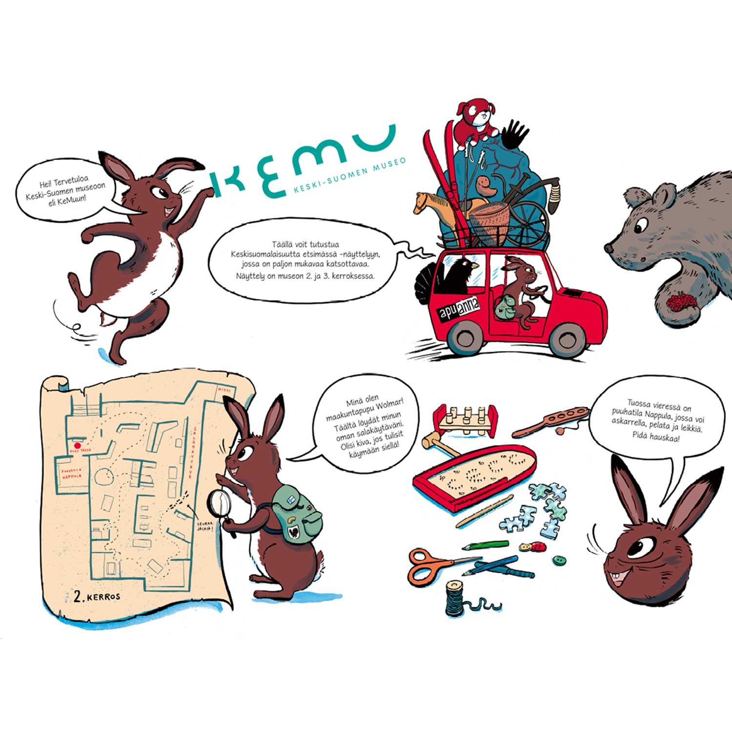 Museopedagogiset kuvitukset lapsille. Keski-Suomen Museo 2021.