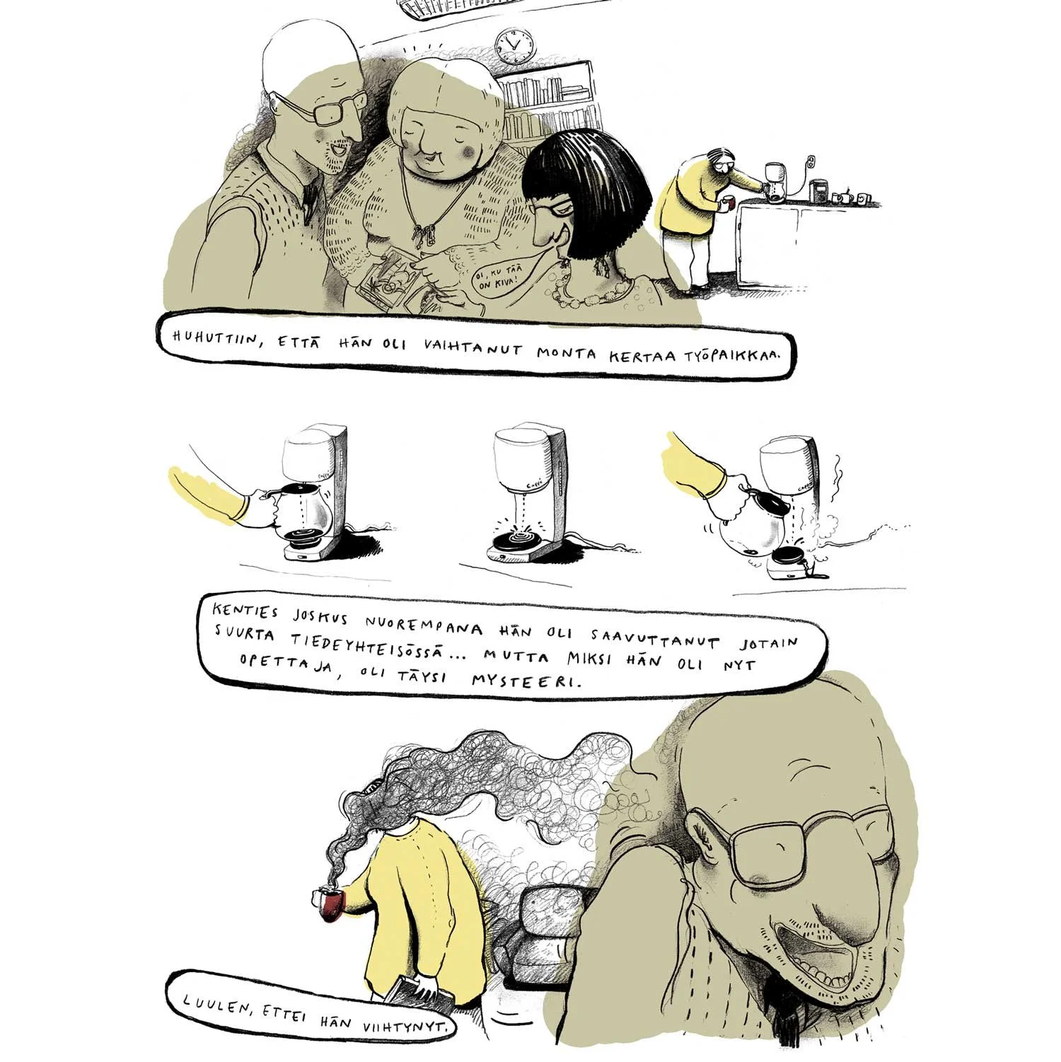 Näytesivu sarjakuvasta Pajulinnun laulu kirjassa kirjassa Glömp 8. Boing Being 2006.
