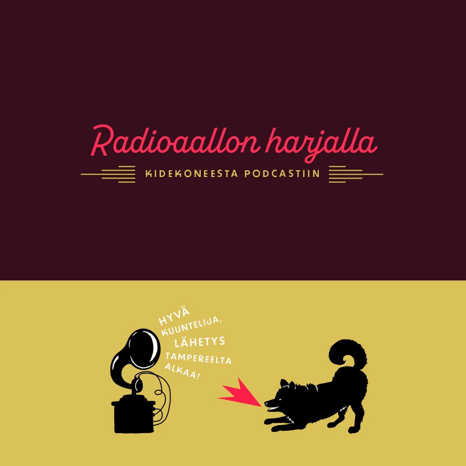 Graafinen suunnittelu, taitto ja kuvitukset Radioaallon harjalla -⁠näyttelyyn. Vapriikki 2023.