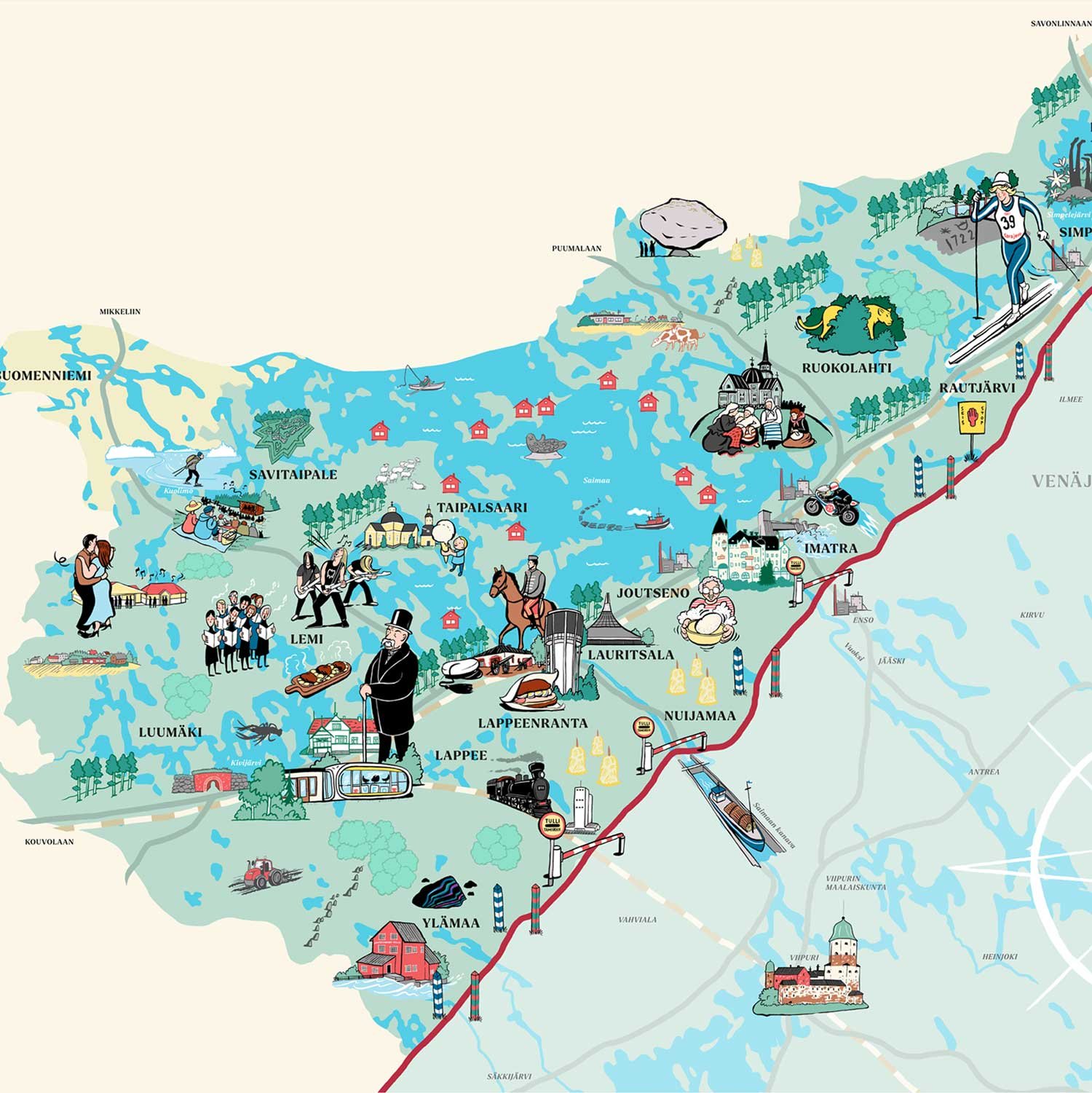 Etelä-Karjalan kartta isolle kosketusnäytölle. Etelä-Karjalan museo 2022.
