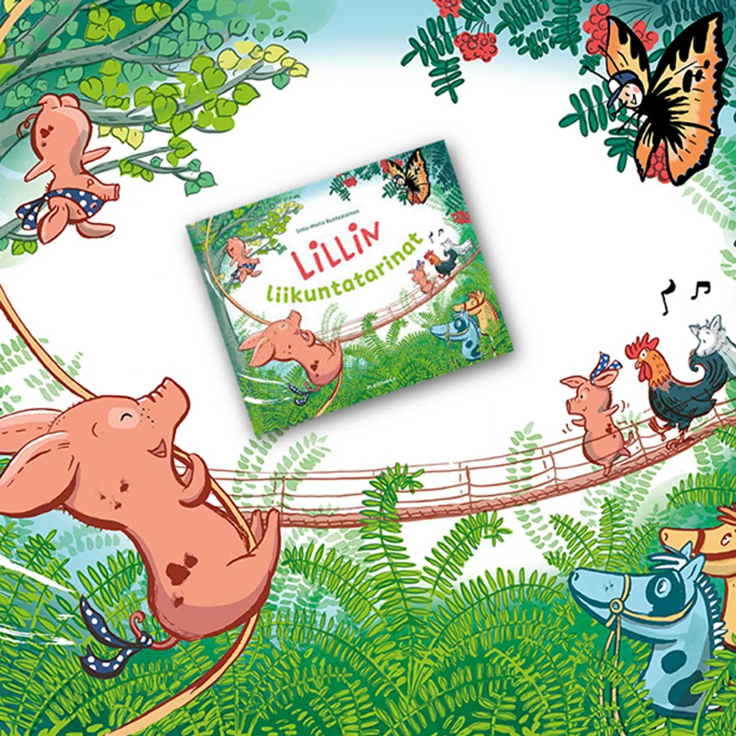 Kuvitusta kirjaan Lillin liikuntatarinat. PS-kustannus 2018.