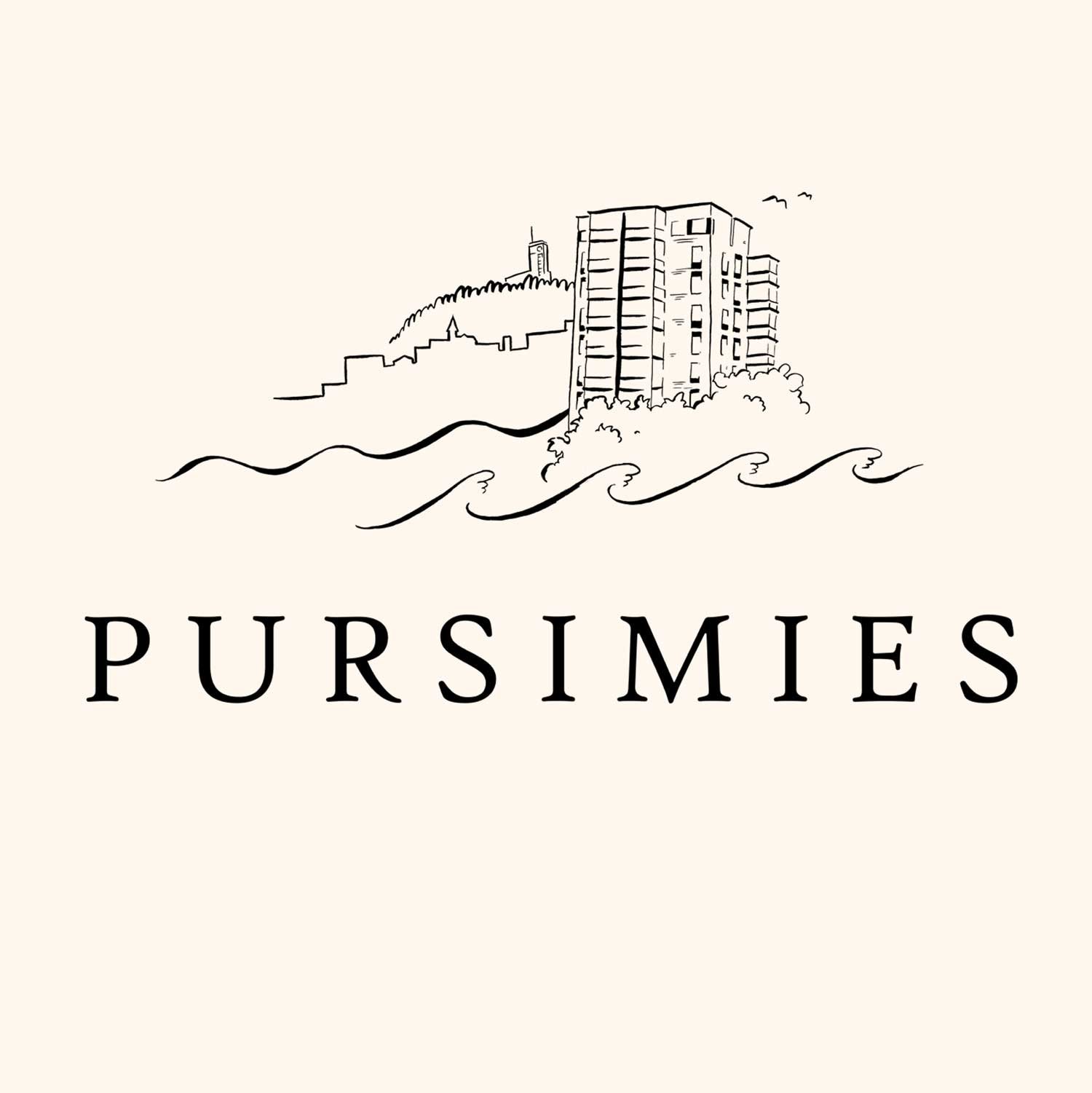 Käsin piirretty logo jyväskyläläiselle Pursimies-taloyhtiölle.