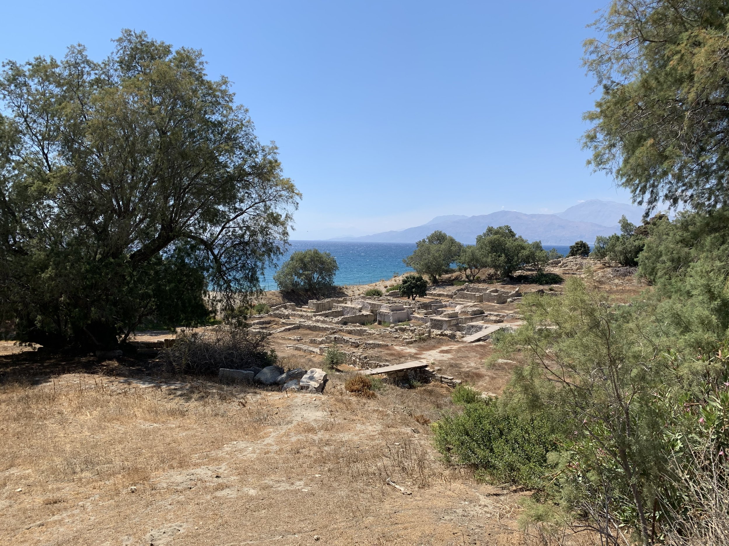 Ruins of the ancient harbour settlement of Kommos near Matala, once the maritime gateway of the Palace of Phaistos to the Mediterranean world.