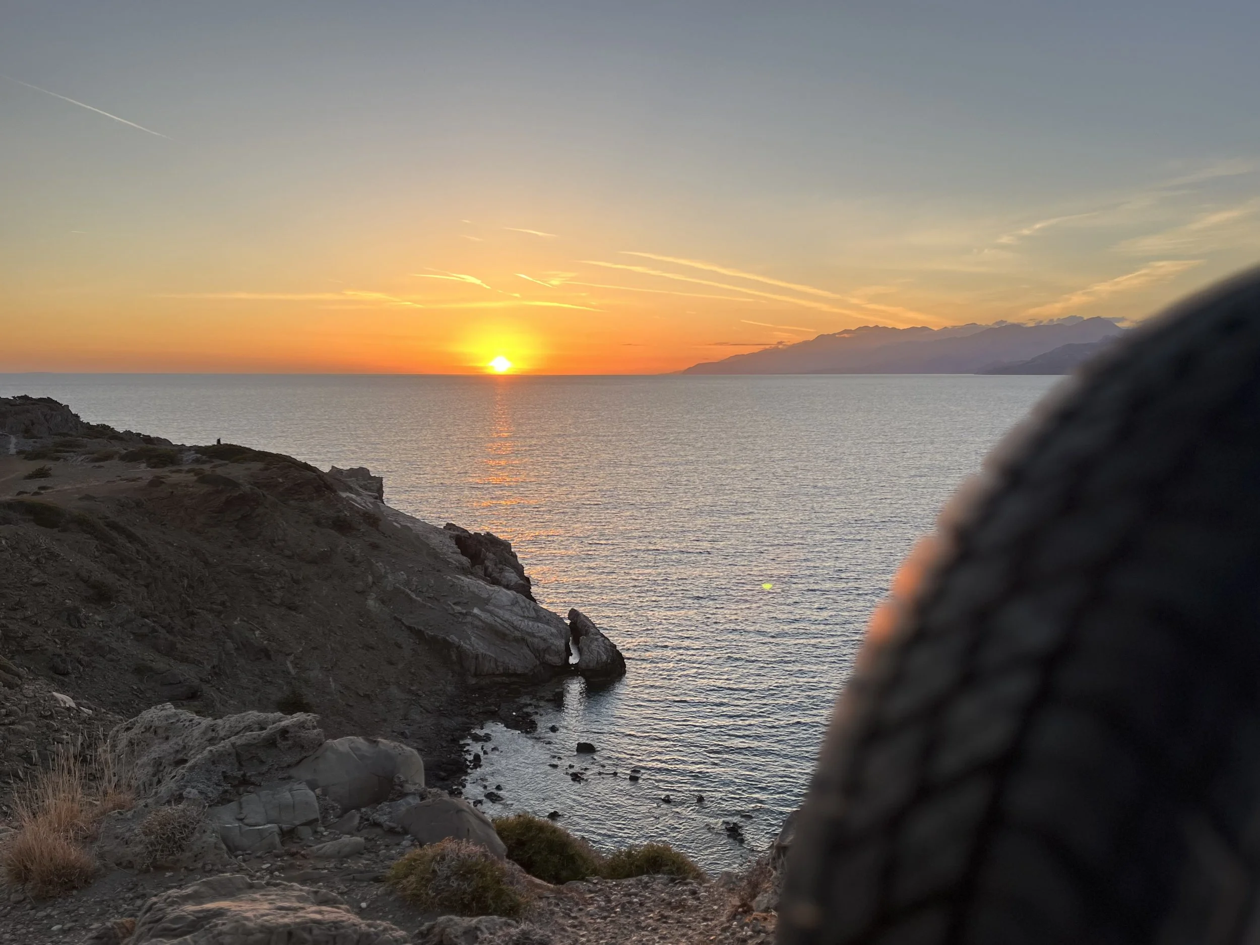 Sunset behind the Libyan Sea at the dune beaches in Agios Pavlos, South Crete