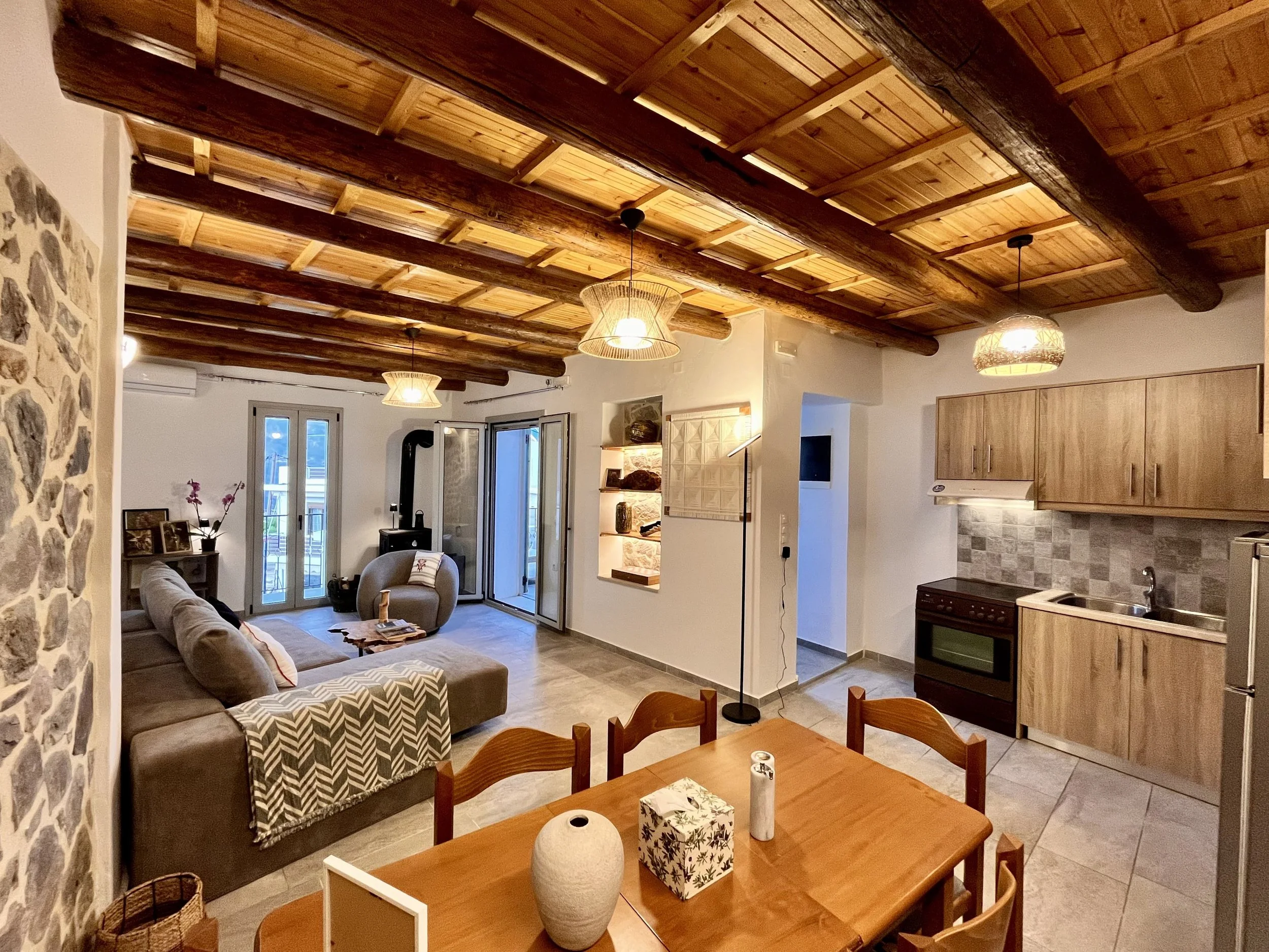 Traditional Stone House in the mountains of Crete in the village of Melambes. charming stone House with fireplace