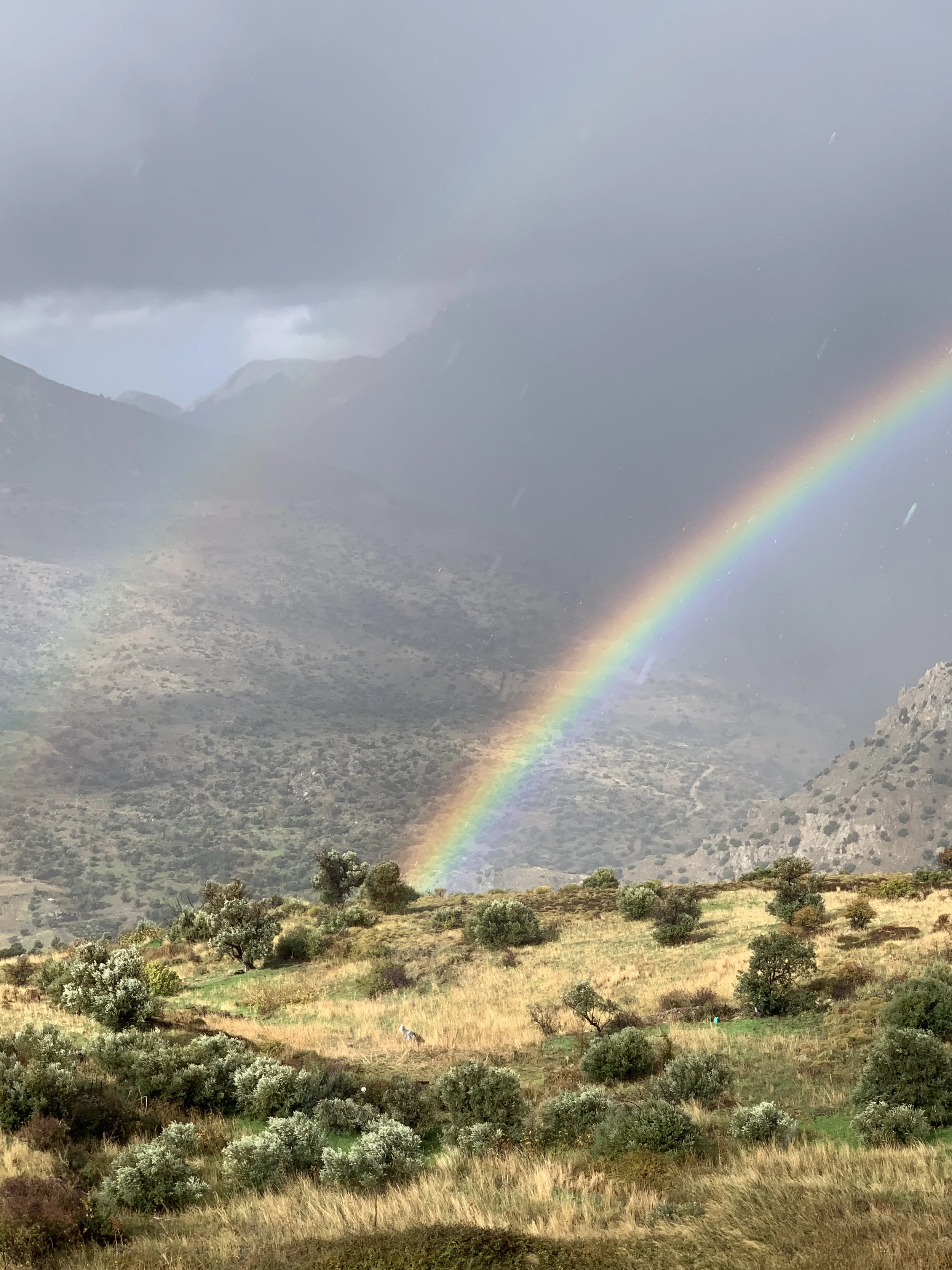 Double rainbow over a valley in South Crete.