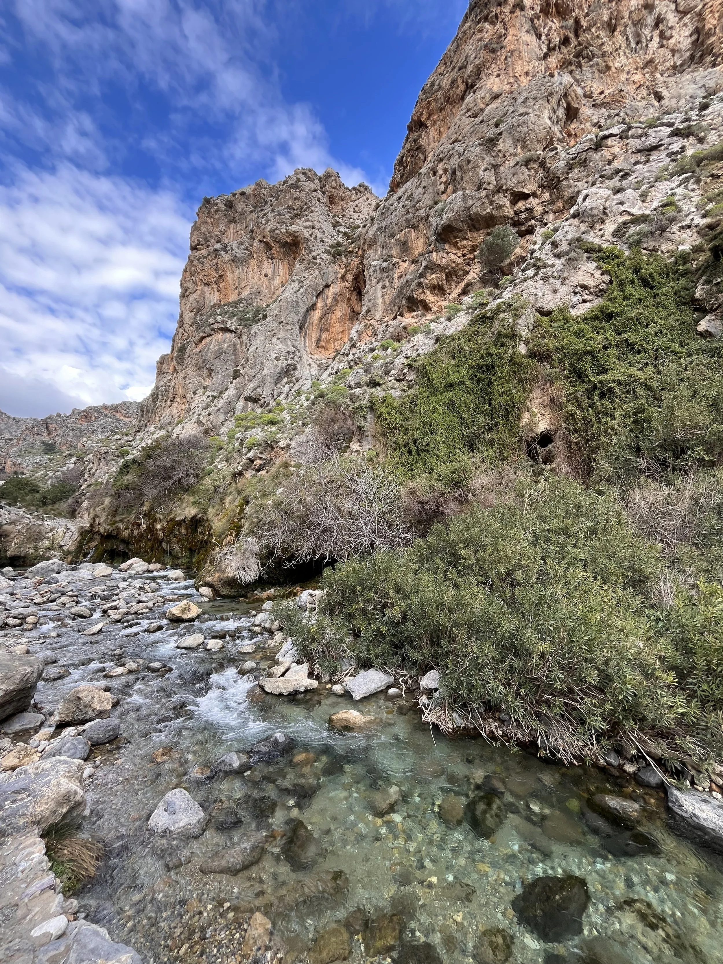 Fresh water flows through the dramatic limestone walls of Kourtaliotiko Gorge in South Crete.
